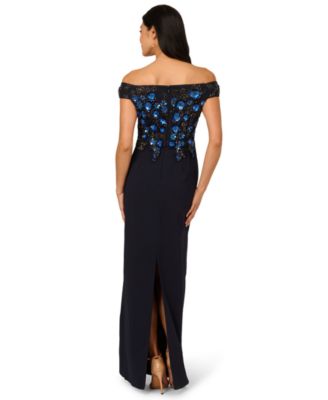 Women's Beaded Off-The-Shoulder Column Dress