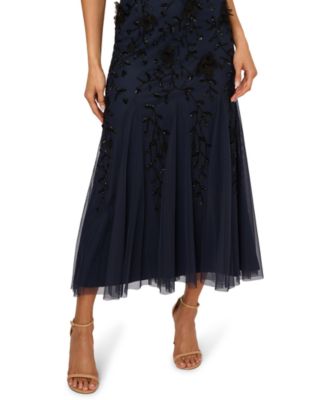 Women's Beaded Mesh Midi Dress