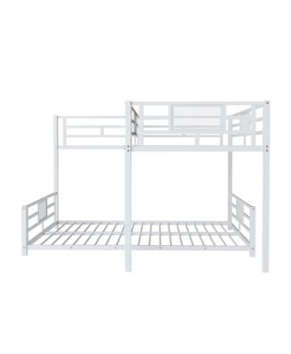 L-shaped Metal Twin over Full Size Bunk Bed, White
