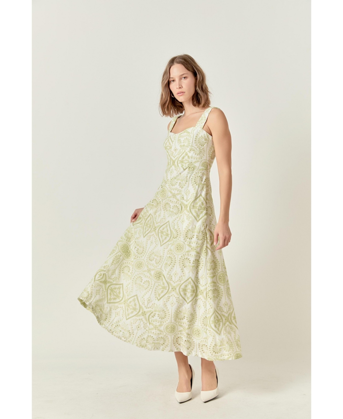 Women's Eyelet Maxi Dress - Pistachio