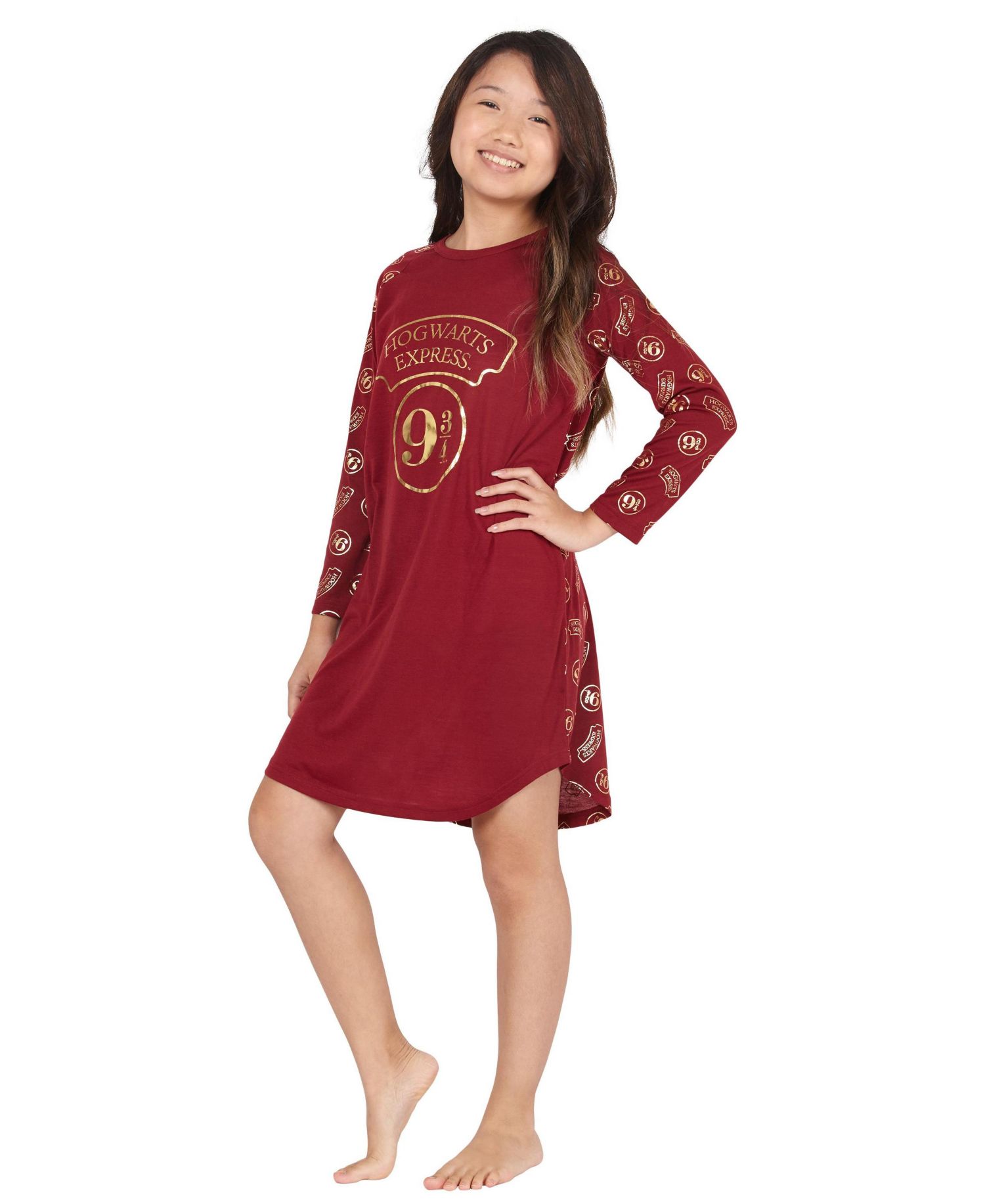 Girls' Nightgown Platform 9 3/4 Hogwarts Express Kids Raglan Long-Sleeve Pajama