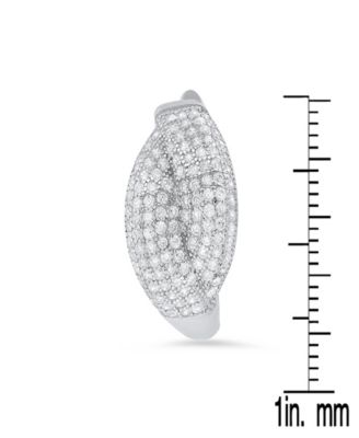 Women's Sterling Silver and Simulated Diamonds Braid Hoops Earrings