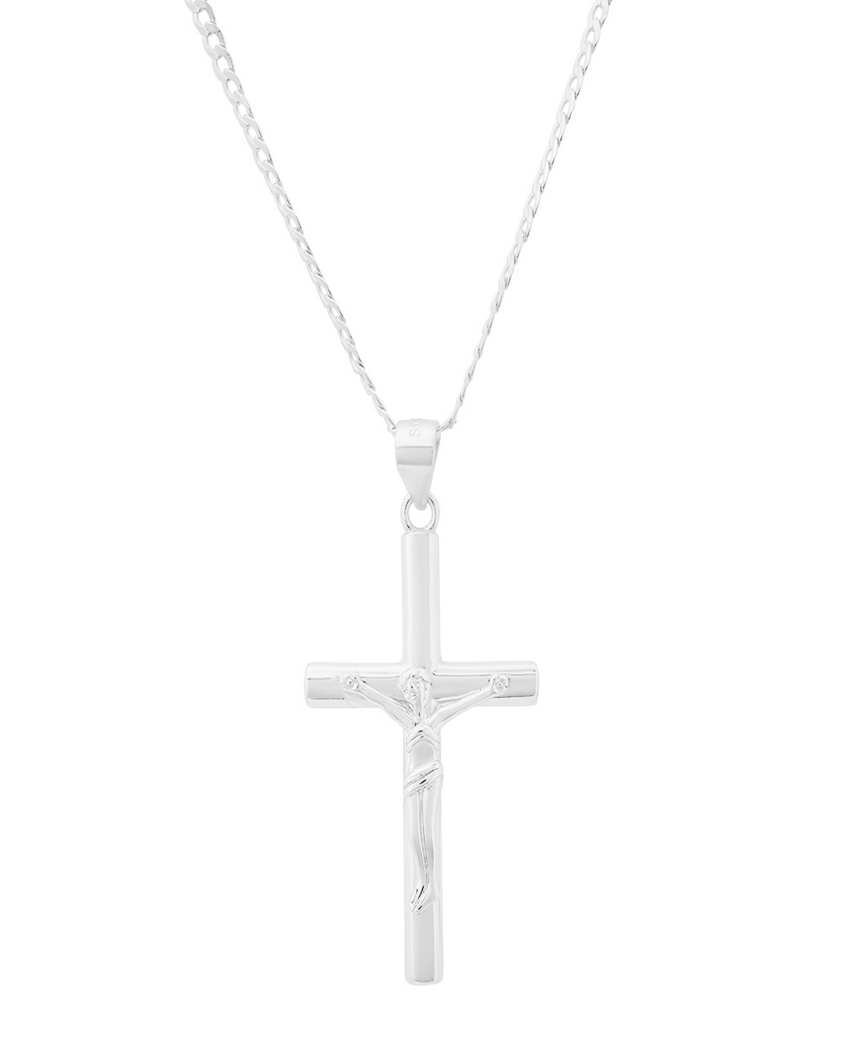 Men's Sterling Silver Crucifix Pendant Necklace - Silver