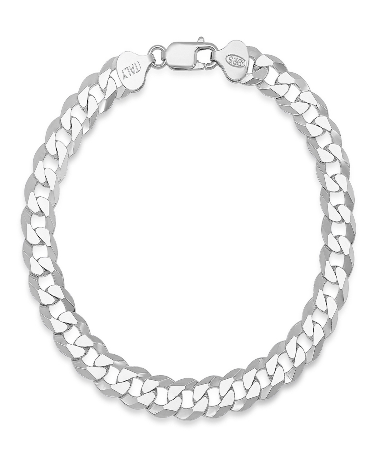 Unisex Silver Diamond Cut Curb Link Bracelet - Silver