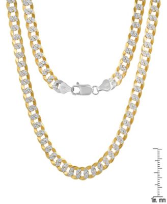 Unisex Sterling Silver and 18K Gold Plated Diamond Cut Curb Link Necklace