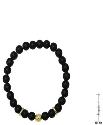 Men’s 14K Gold Plated Sterling Silver and Black Lava Beaded Stretch Bracelet