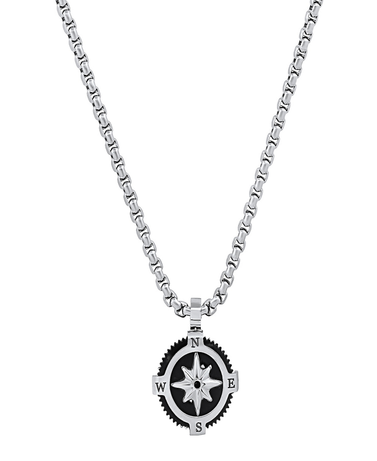 Men's Stainless Steel Compass Pendant Necklace - Two Tone