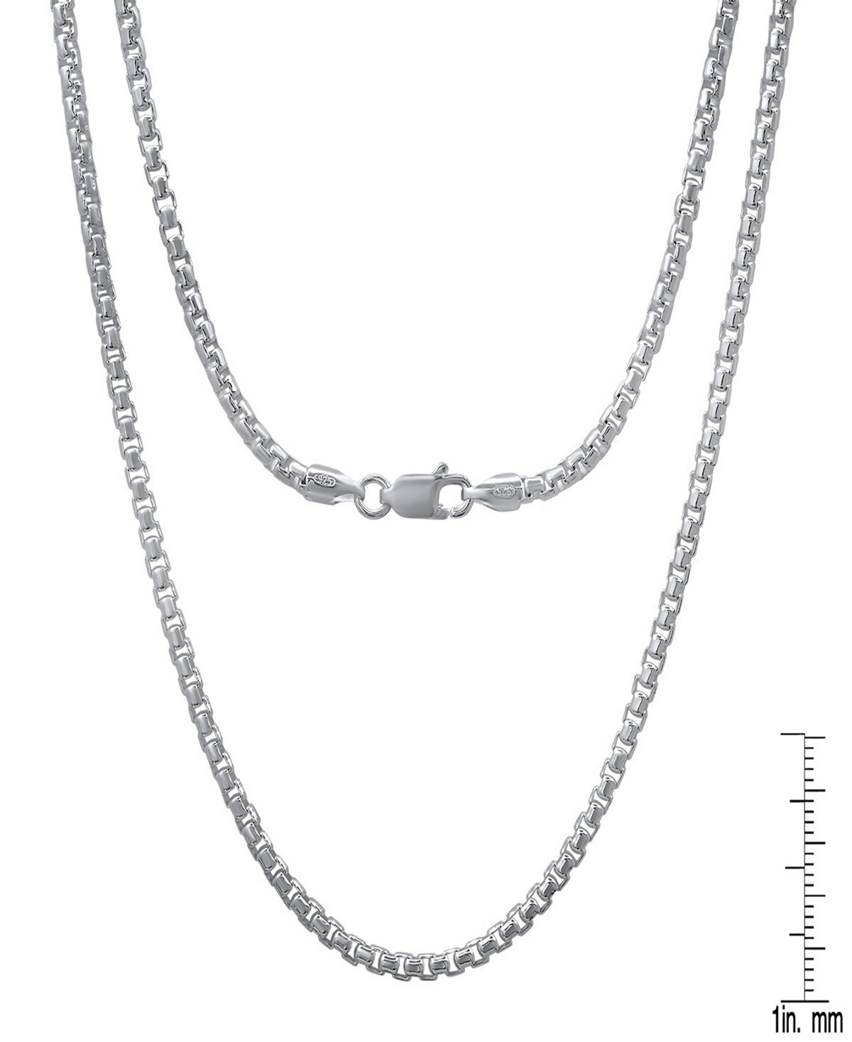 Steeltime Unisex Sterling Silver Box Link Chain Necklace