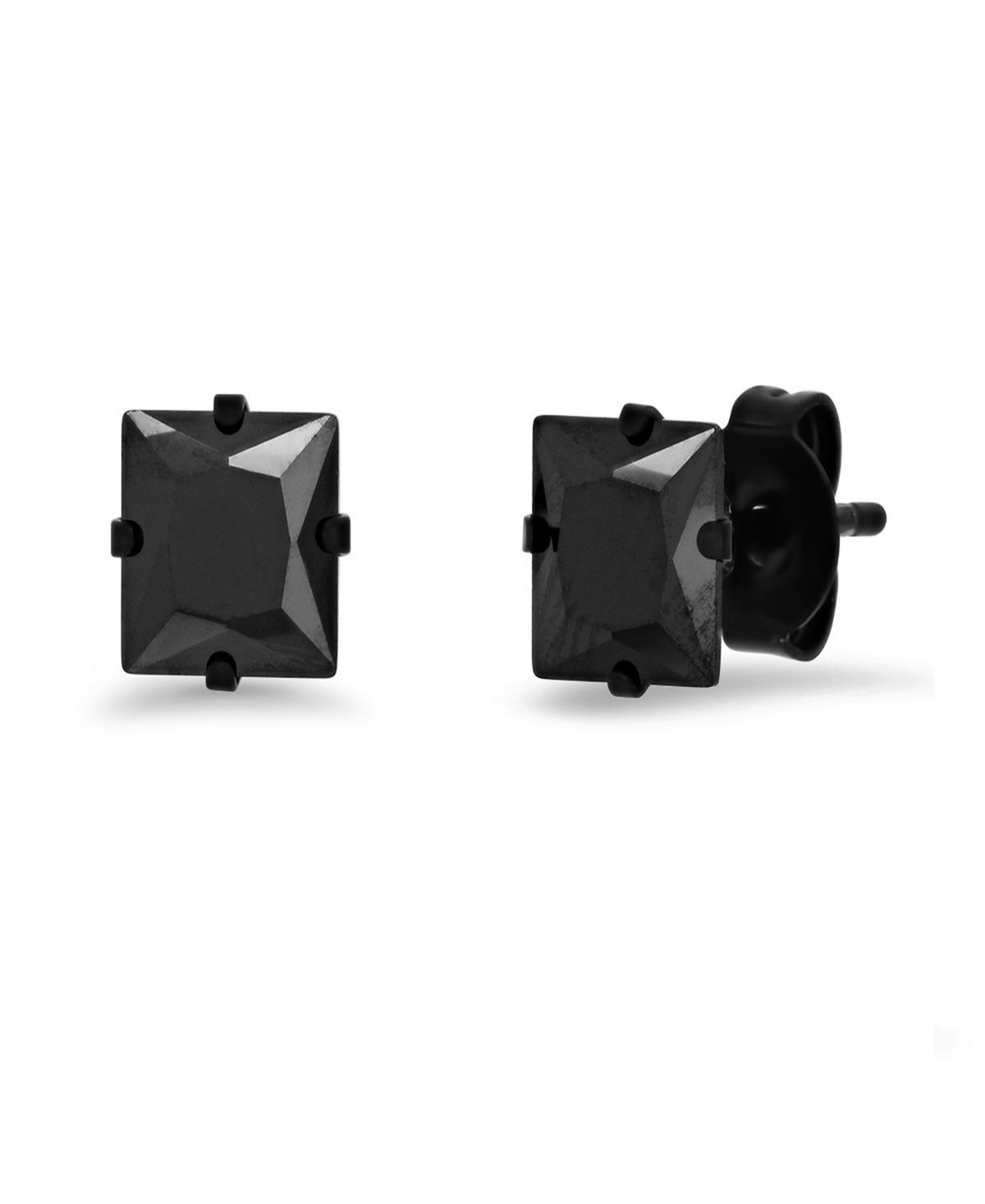 Women's Black Ip Stainless Steel and Simulated Black Diamonds Stud Earrings - Black