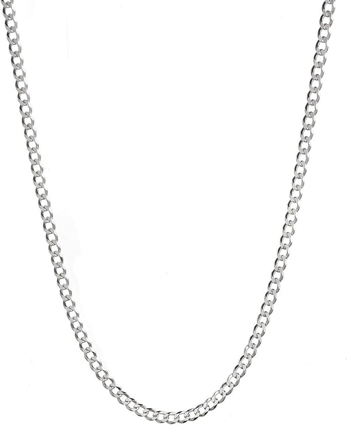 Steeltime Unisex Sterling Silver Cuban Superflat Necklace
