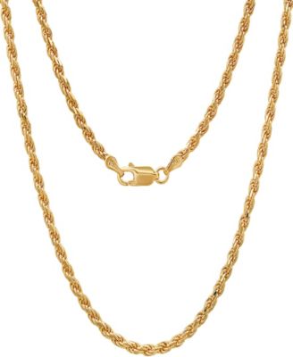 Unisex 14K Gold Plated Rope Chain Necklace