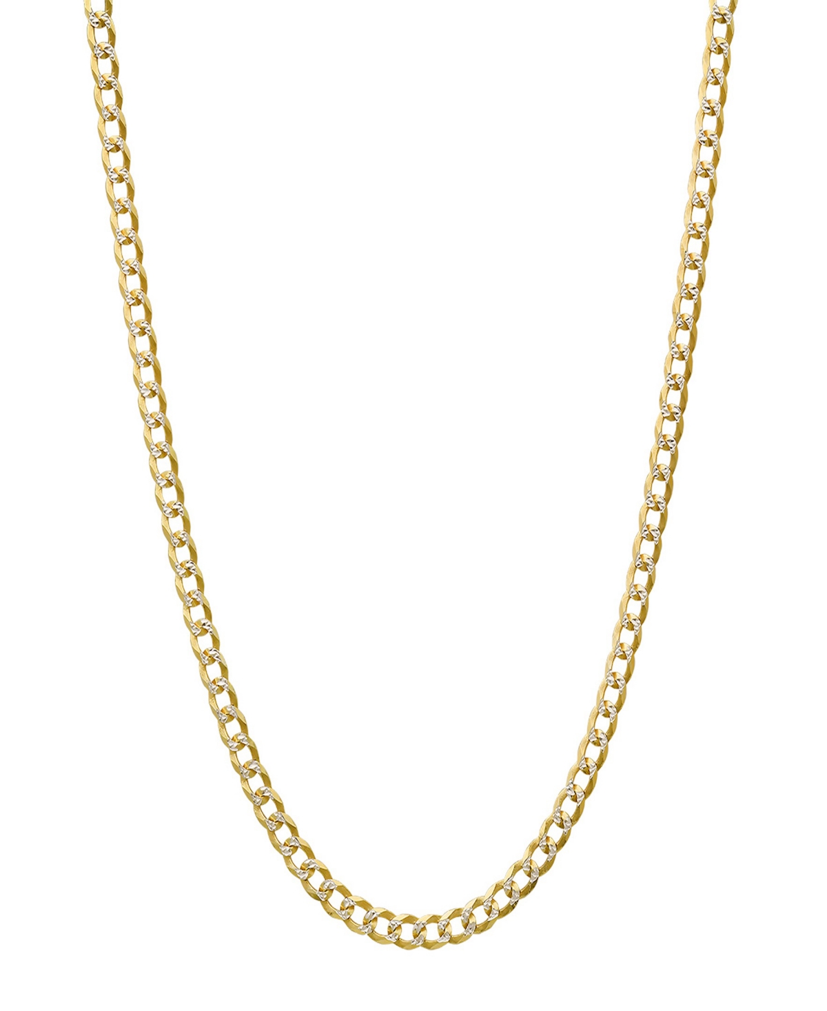 Steeltime Unisex Gold Plated And Sterling Silver Cuban Superflat Necklace