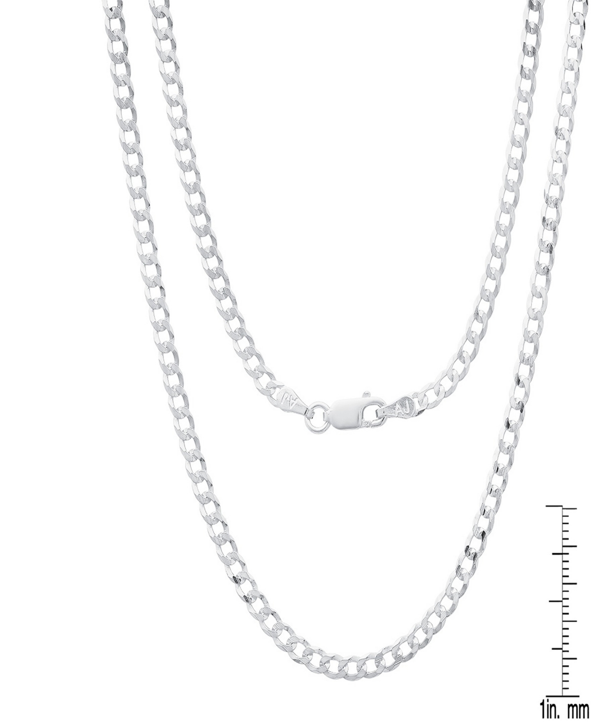 Steeltime Unisex Sterling Silver Cuban Superflat Necklace