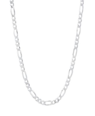 Unisex Sterling Silver Figaro Superflat Necklace