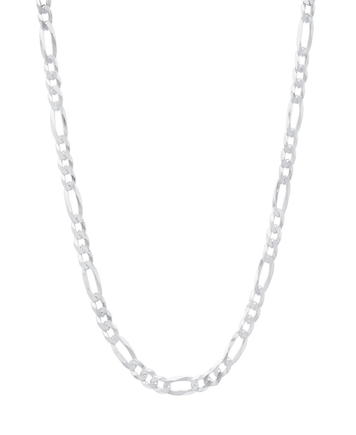 Steeltime Unisex Sterling Silver Figaro Superflat Necklace