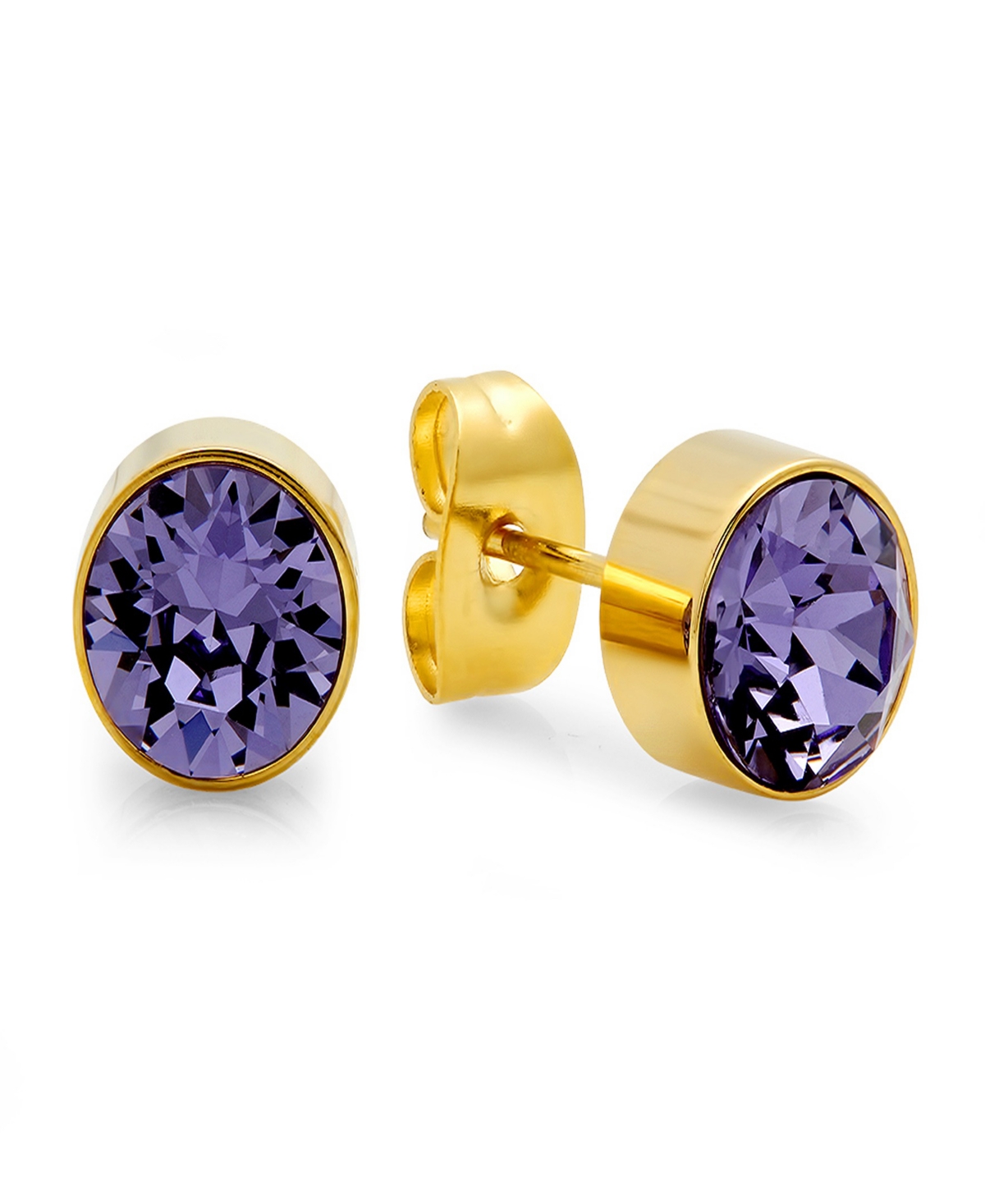 Women's 18Kt Gold-Plated Stainless-Steel Stud Earrings - Gold, Aqua