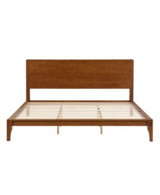 Mid-Century Modern King Size 12 Inch Bamboo Wood Platform Bed with Wood Slat Support, No Box Spring Needed, Easy Tool-Free Assembly