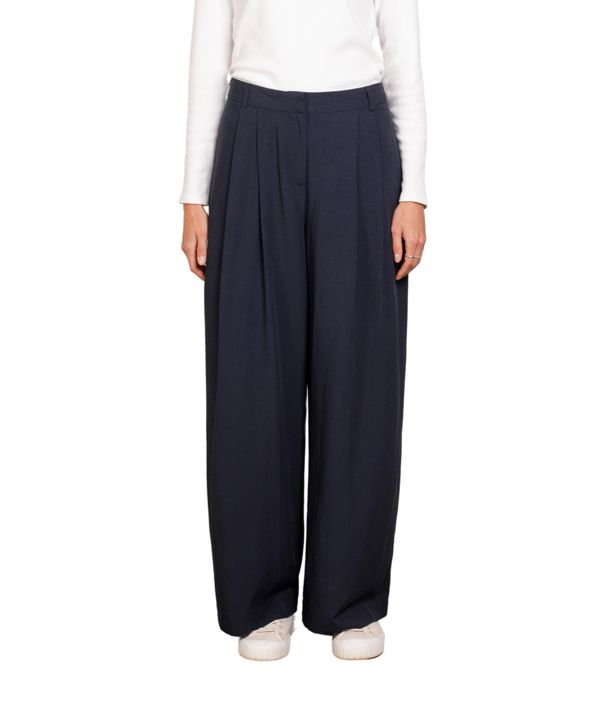 Women's Wide Leg Drape Pants - Dark navy