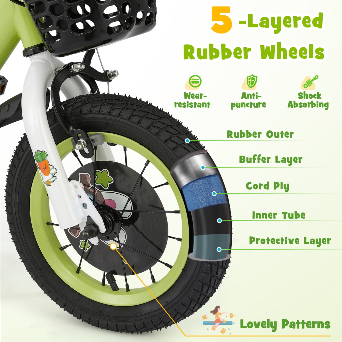 Kids Adjustable Bike with Detachable Training Wheels Safe and Fun Bicycle for Ages 4-8 Years Old