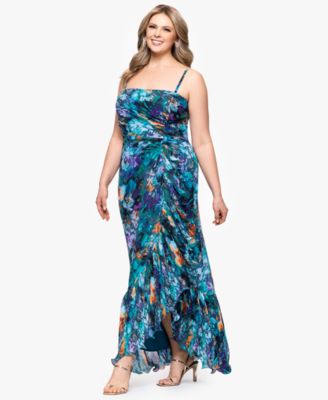 Plus Size Printed Ruffled Sleeveless Maxi Dress
