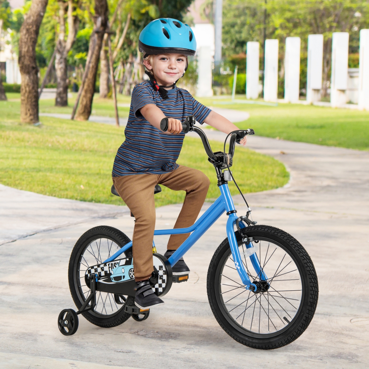 Kids Bike with Removable Training Wheels Adjustable for Growing Riders