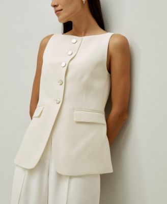 Women's Sleeveless Button Up Silk Vest