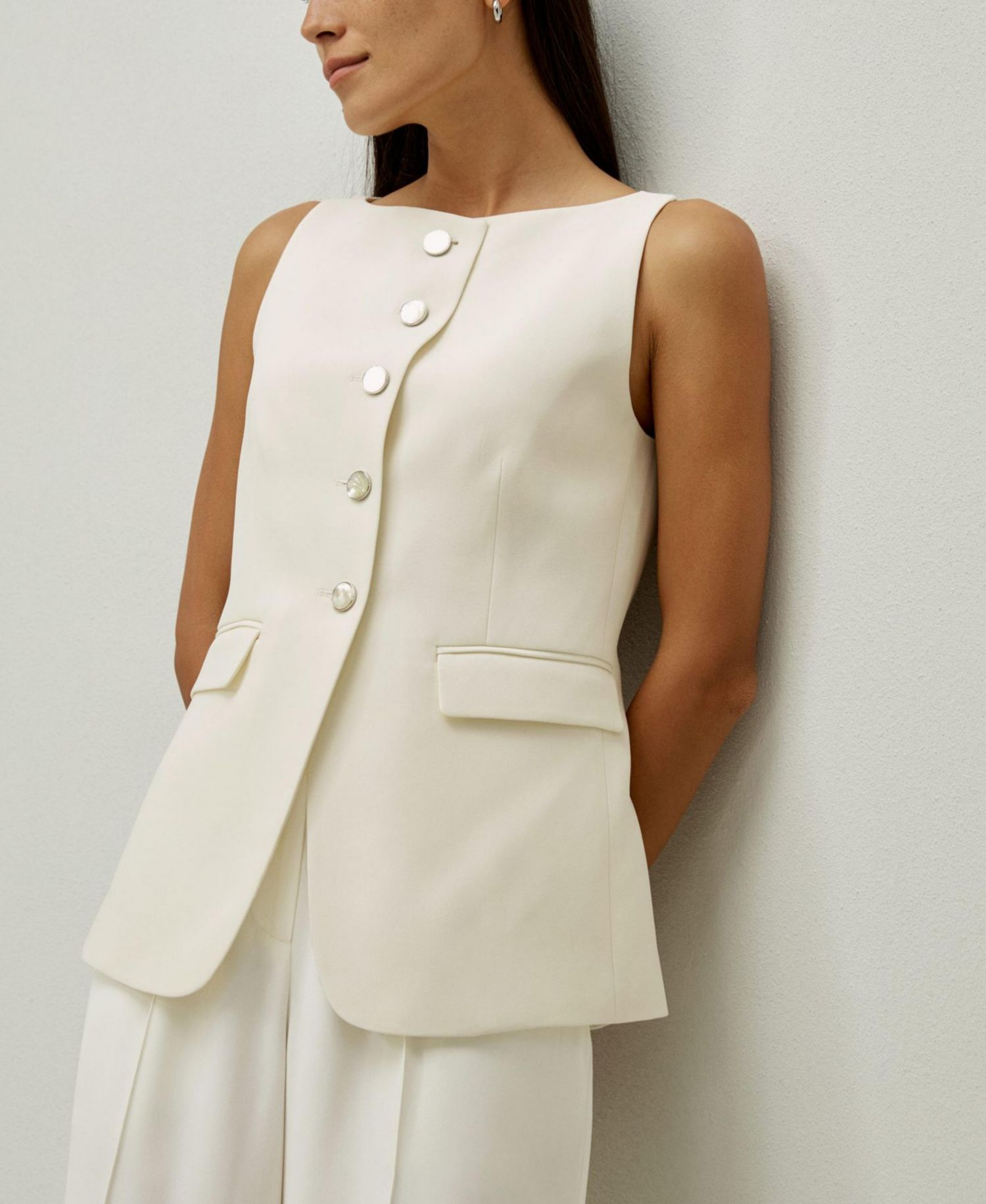 Women's Sleeveless Button Up Silk Vest