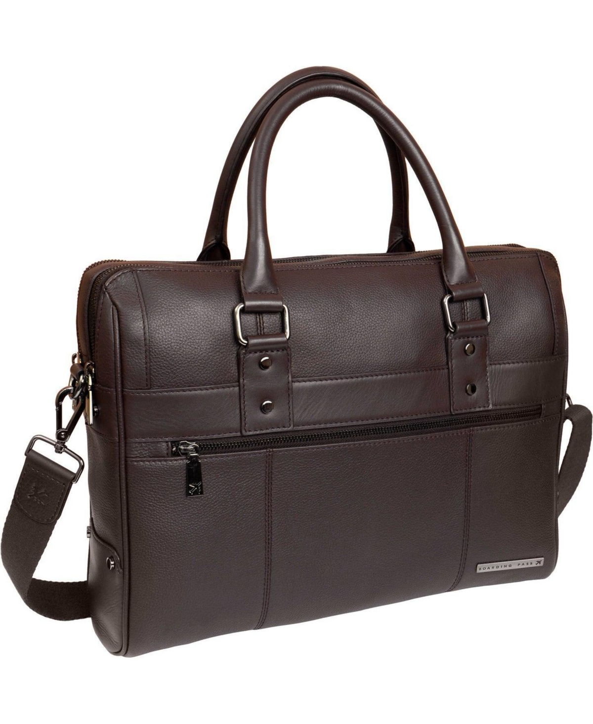 The Gotham 18un Pebble Grain Genuine Leather Briefcase - Chocolate