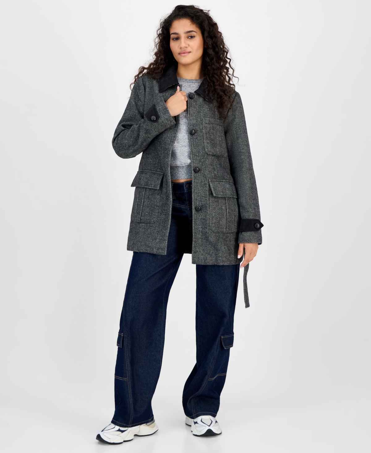 Steve Madden Women's Belted Single-breasted Jacket In Black