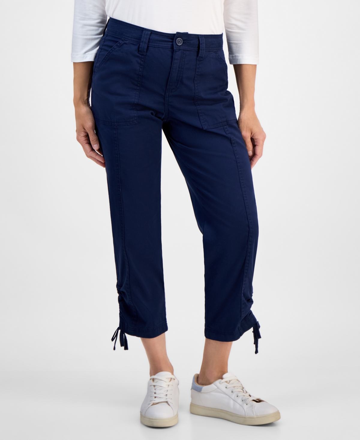 Style & Co Petite Mid-rise Tie-hem Capri Pants, Exclusively At Macy's In Blue