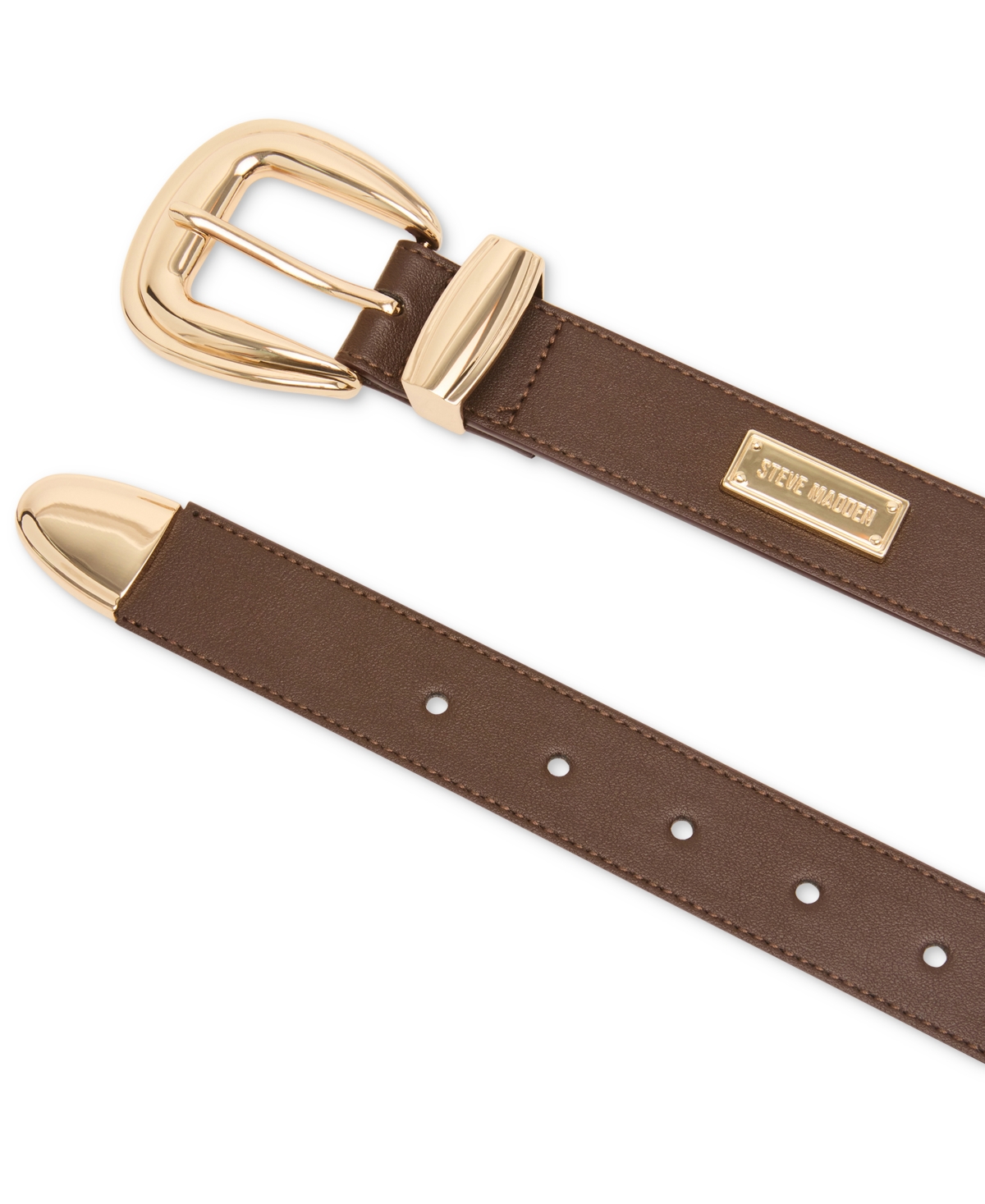 Steve Madden Hardware-embellished Faux-leather Belt In Brown