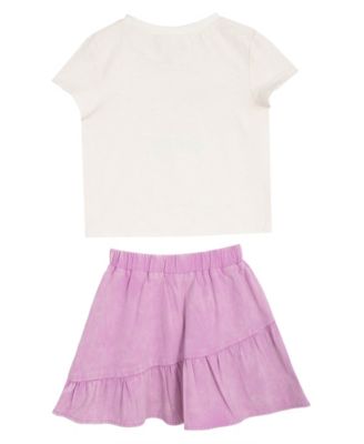 Little Girls 2-Piece Just Smile Crewneck T-Shirt and Skort Set