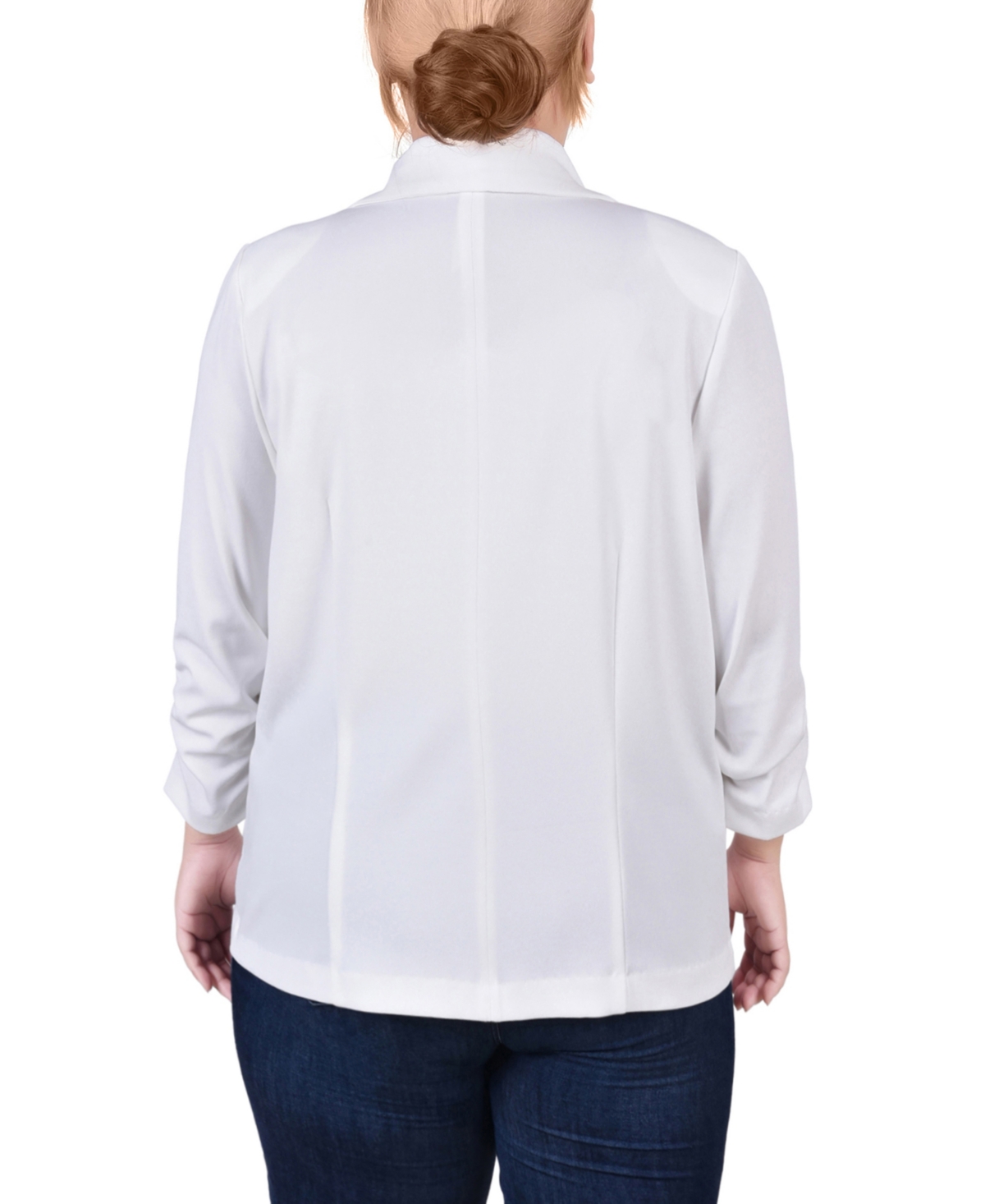 Ny Collection Plus Size Long Sleeve Scuba Crepe Jacket In White