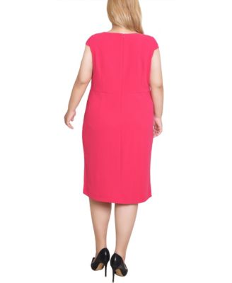 Plus Size Cap Sleeve Exposed Zipper Dress