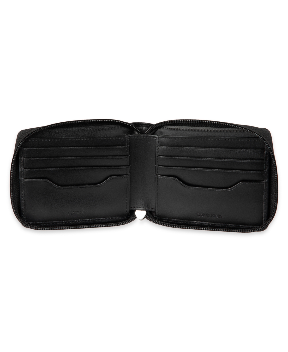 Calvin Klein Men's Rfid Overlapping Saffiano Zip Around Wallet In Black