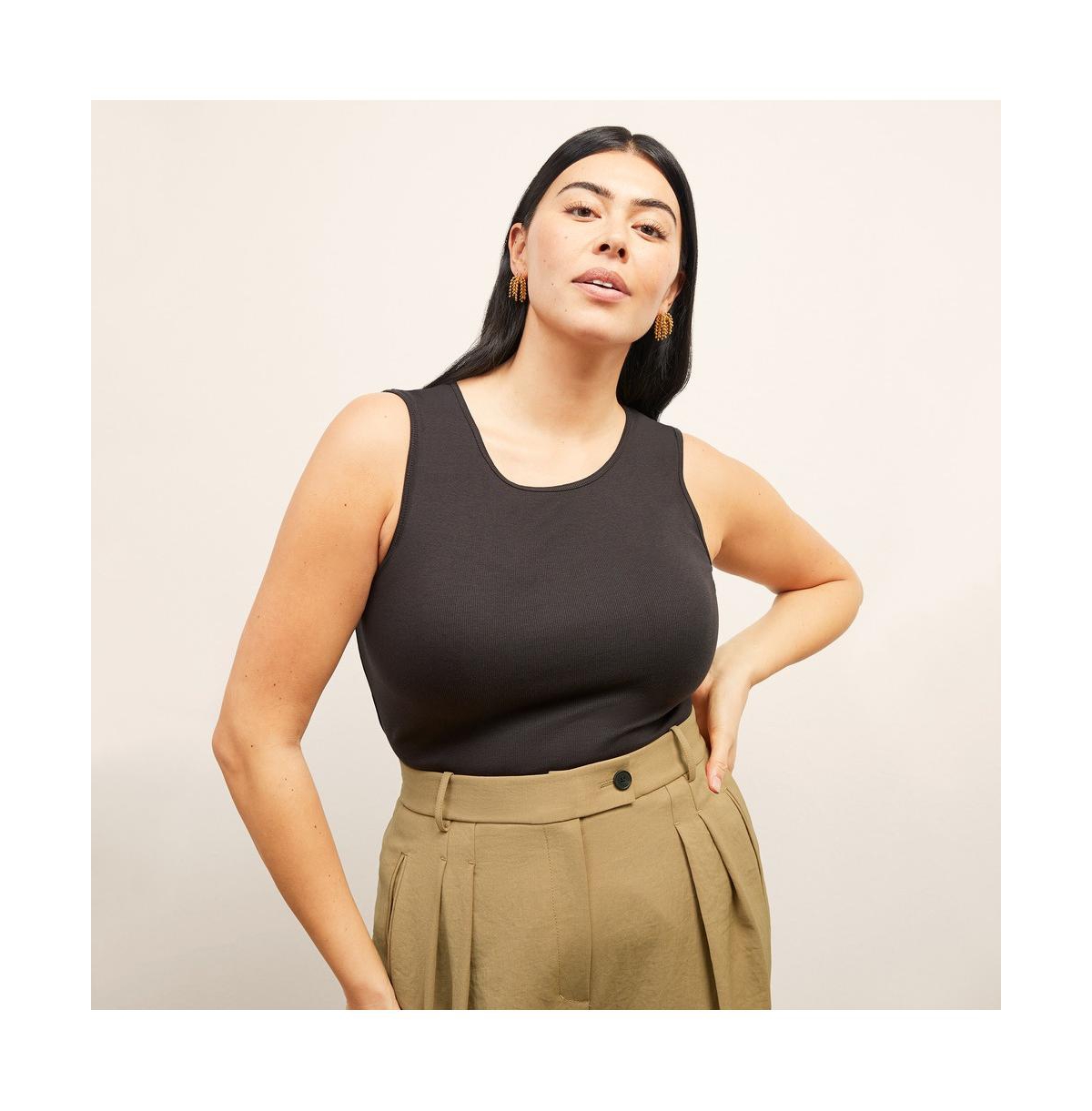 Paige Tank - Organic Ribbed Pima Cotton - Black