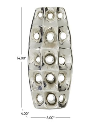 Ceramic 14" Modern Vase with Cut Out Designs