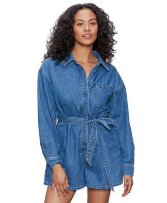 Women's Mare Tie-Waist Short-Sleeve Cotton Romper