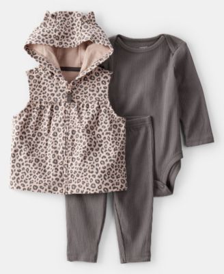 Carter's - Baby Girls Leopard Little Vest, Bodysuit & Pants, 3 Piece Set