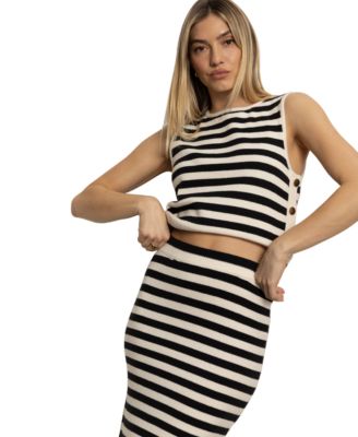 Women's Pull-On Side-Slit Midi Sweater Skirt 