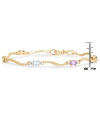 Sterling Silver Gold Plated Multi-Colored Cubic Zirconia Bracelet
