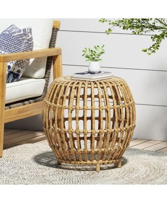 Streamdale Handcrafted Faux Rattan Woven Side Table with Boho Style