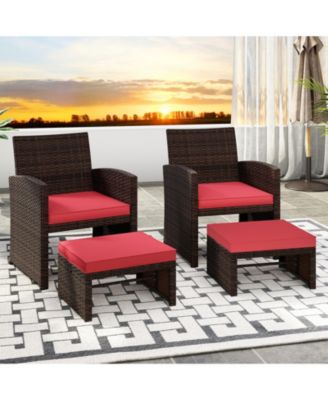 Multipurpose Outdoor 2 Pieces Patio PE Rattan Ottomans Footstool