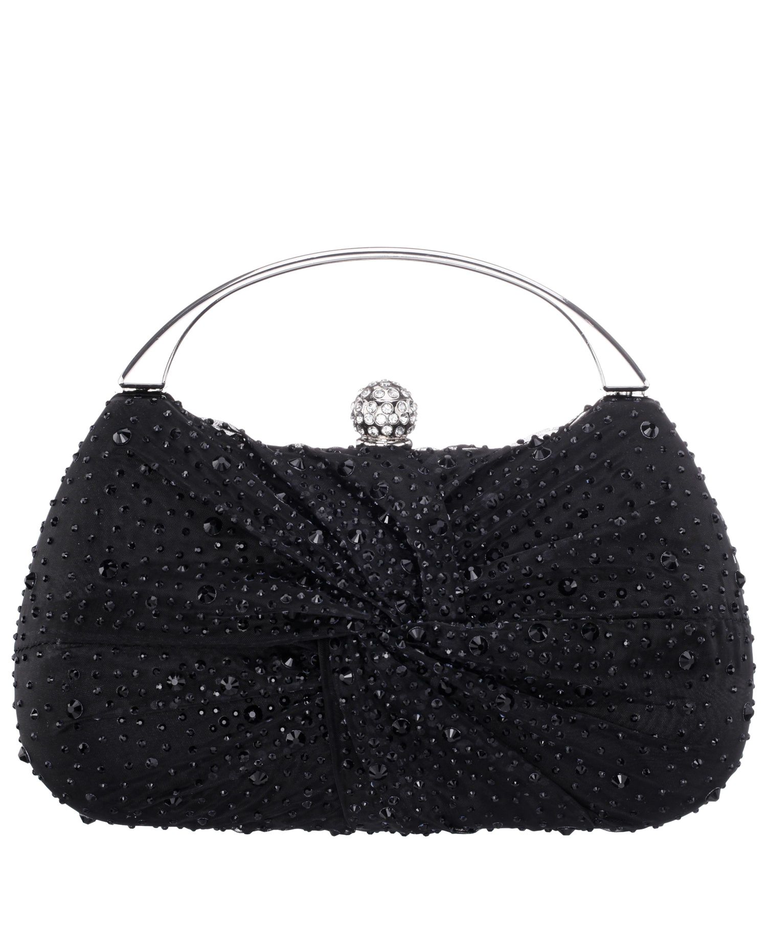 Crystal Twist Chiffon and Satin Minaudiere Clutch Bag