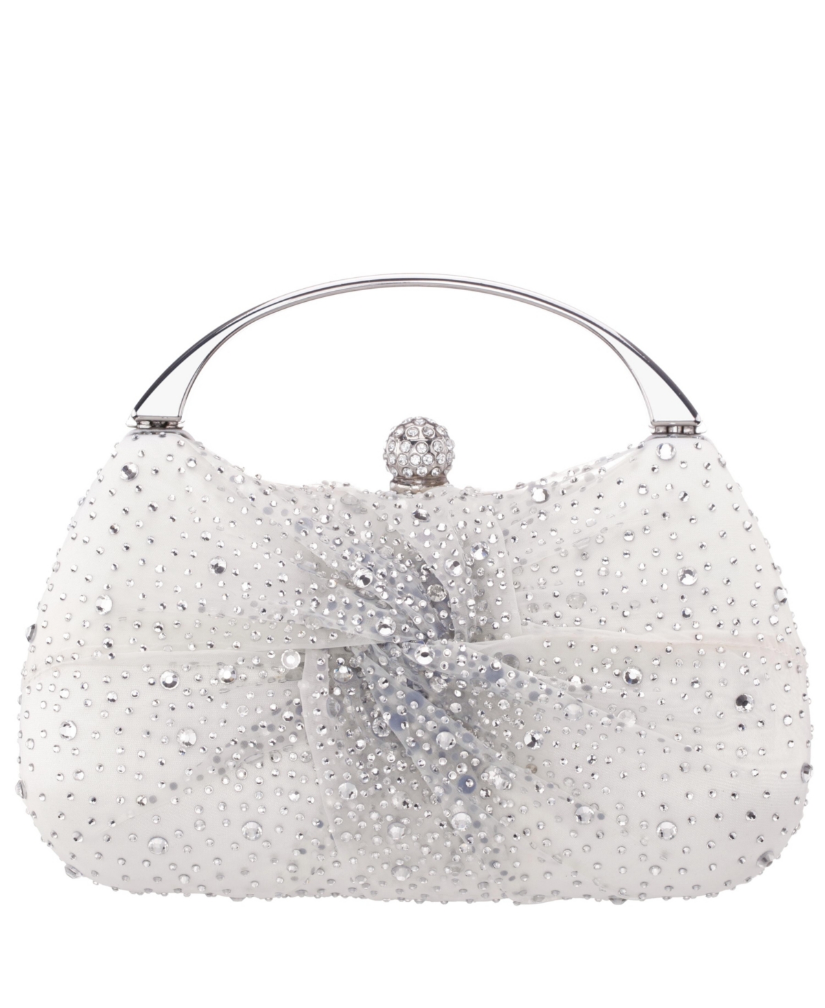 Nina Crystal Twist Chiffon And Satin Minaudiere Clutch Bag