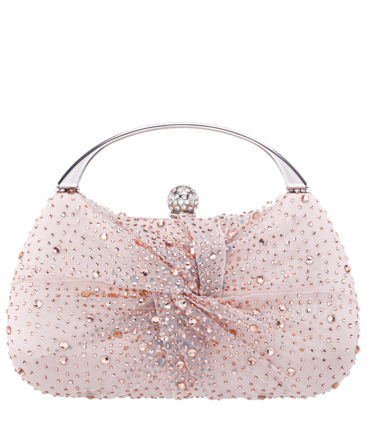 Nina Crystal Twist Chiffon And Satin Minaudiere Clutch Bag