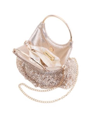 3-Tiered Crystal Mesh Ruffle Pouch Bag