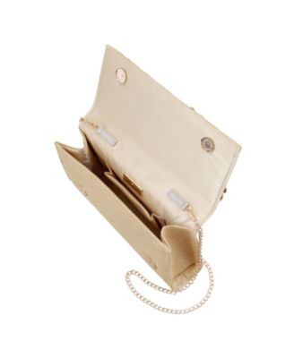 Double Crystal Flower Slim Clutch Bag