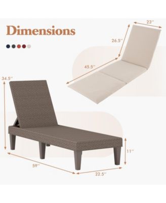 2PCS Patio Lounge Chair Recliner Chair w/ 3-Position Adjustable Backrest & Cushion