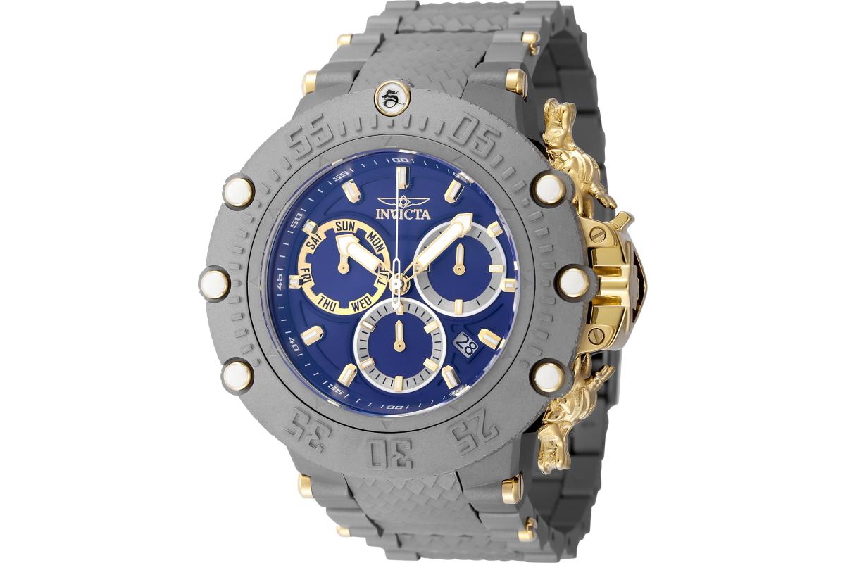 Men's 48193 Subaqua Quartz 2 Hand Blue, Gold, Titanium Dial Watch - Silver